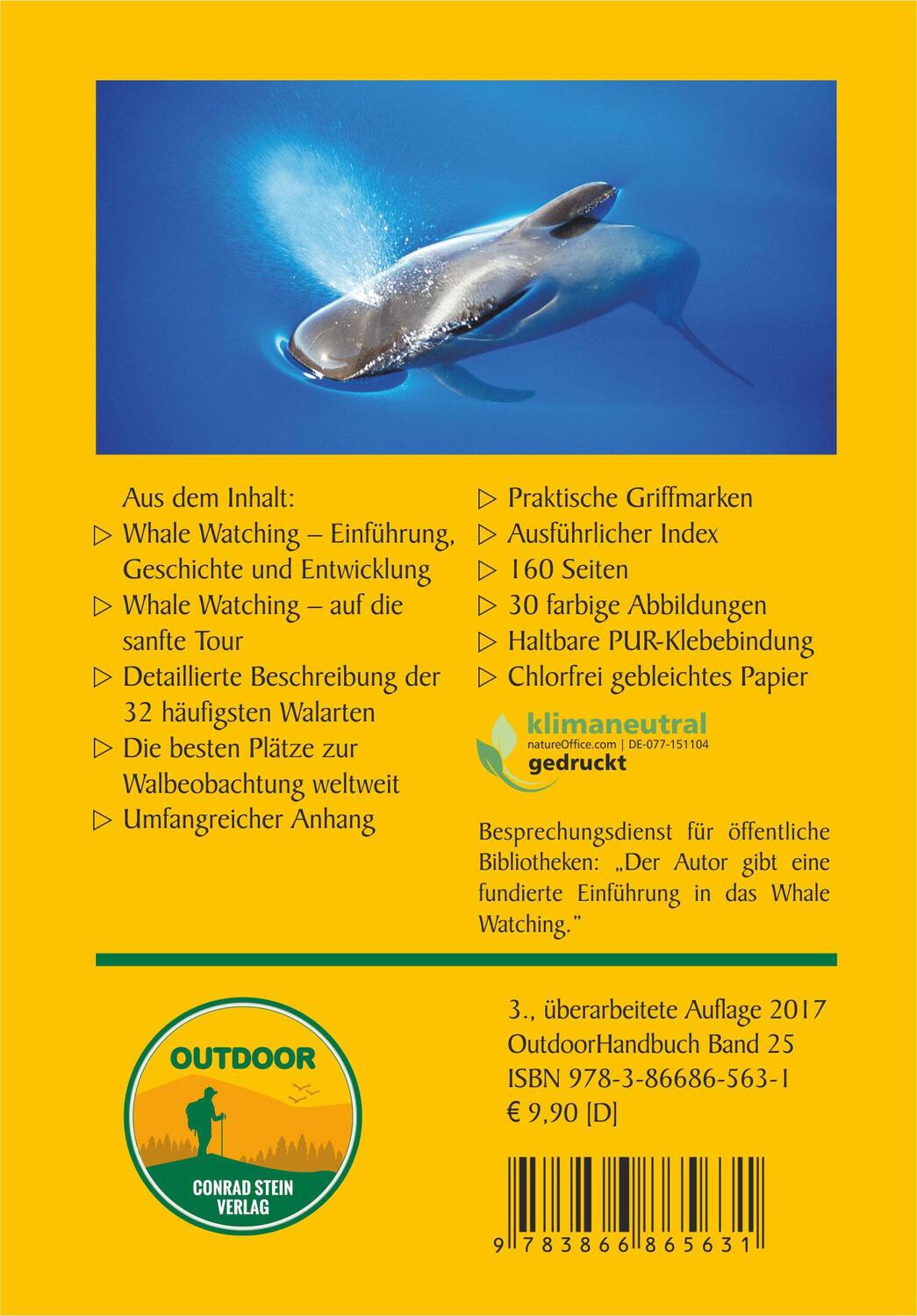 Rückseite: 9783866865631 | Wale beobachten | Fabian Ritter | Taschenbuch | Deutsch | 2017