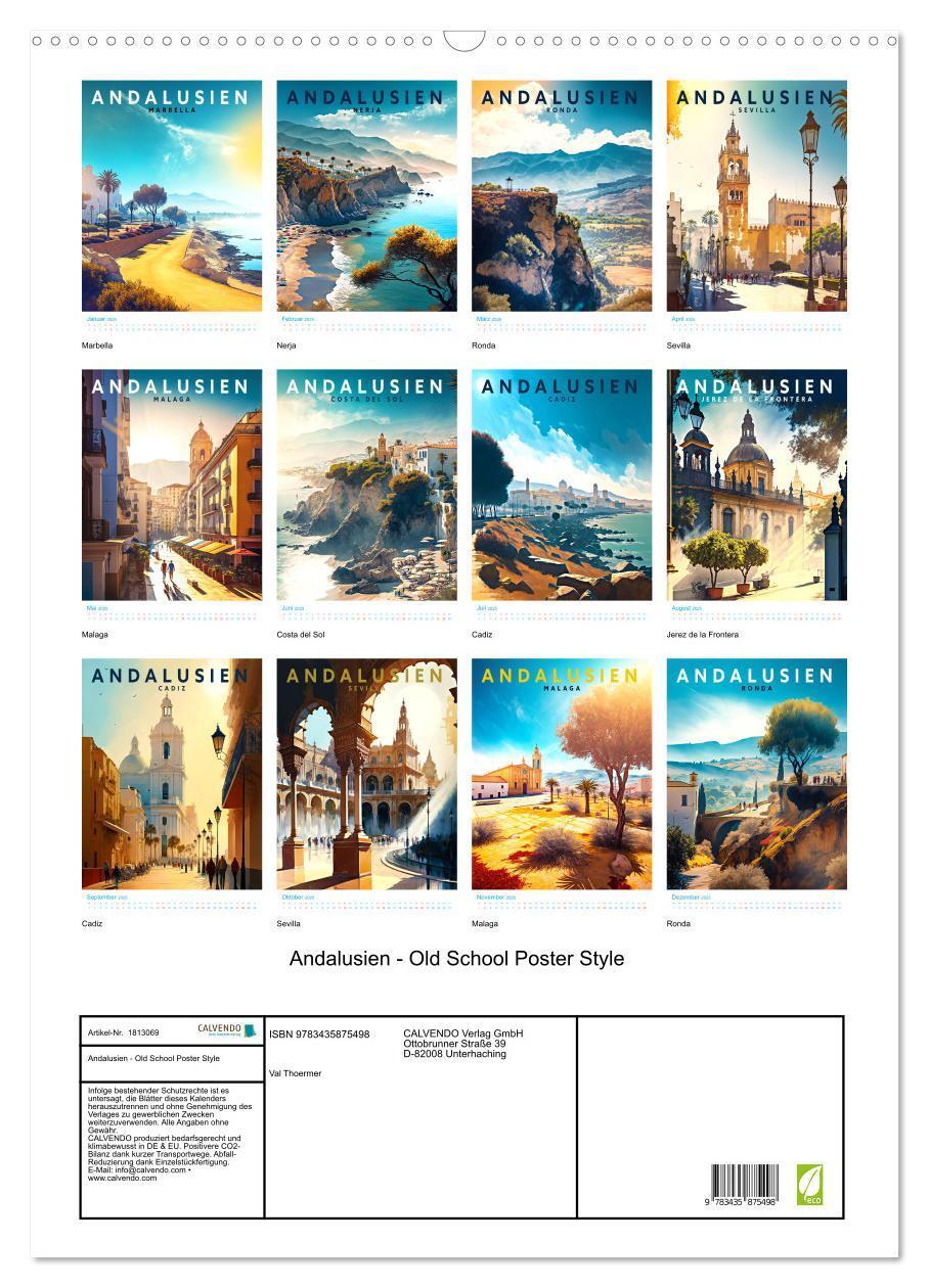 Bild: 9783435875498 | Andalusien - Old School Poster Style (Wandkalender 2025 DIN A2...