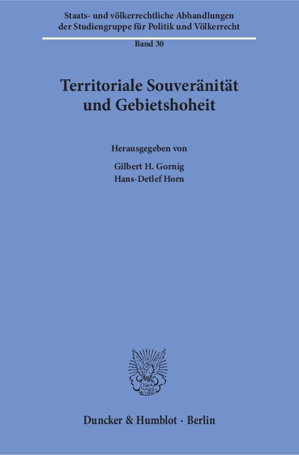 Cover: 9783428149001 | Territoriale Souveränität und Gebietshoheit. | Taschenbuch | 278 S.