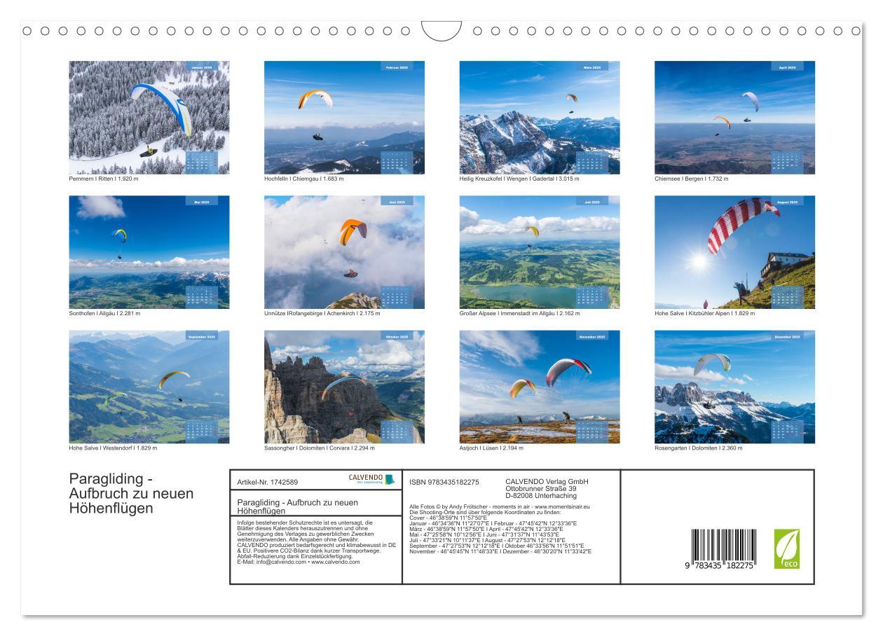 Bild: 9783435182275 | Paragliding - Aufbruch zu neuen Höhenflügen (Wandkalender 2025 DIN...