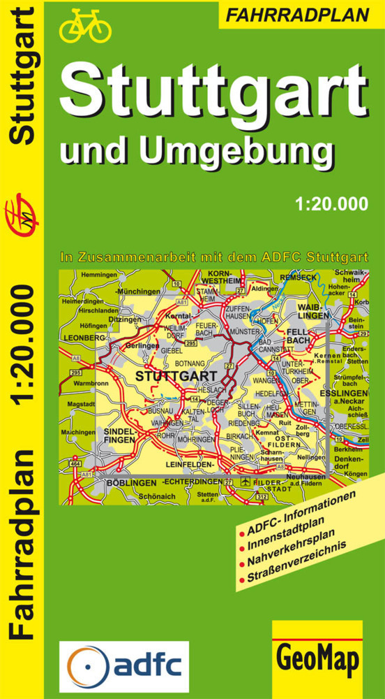 Cover: 9783933671806 | Stuttgart und Umgebung - Radwegeplan | 1:20.000 | GeoMap | 2001