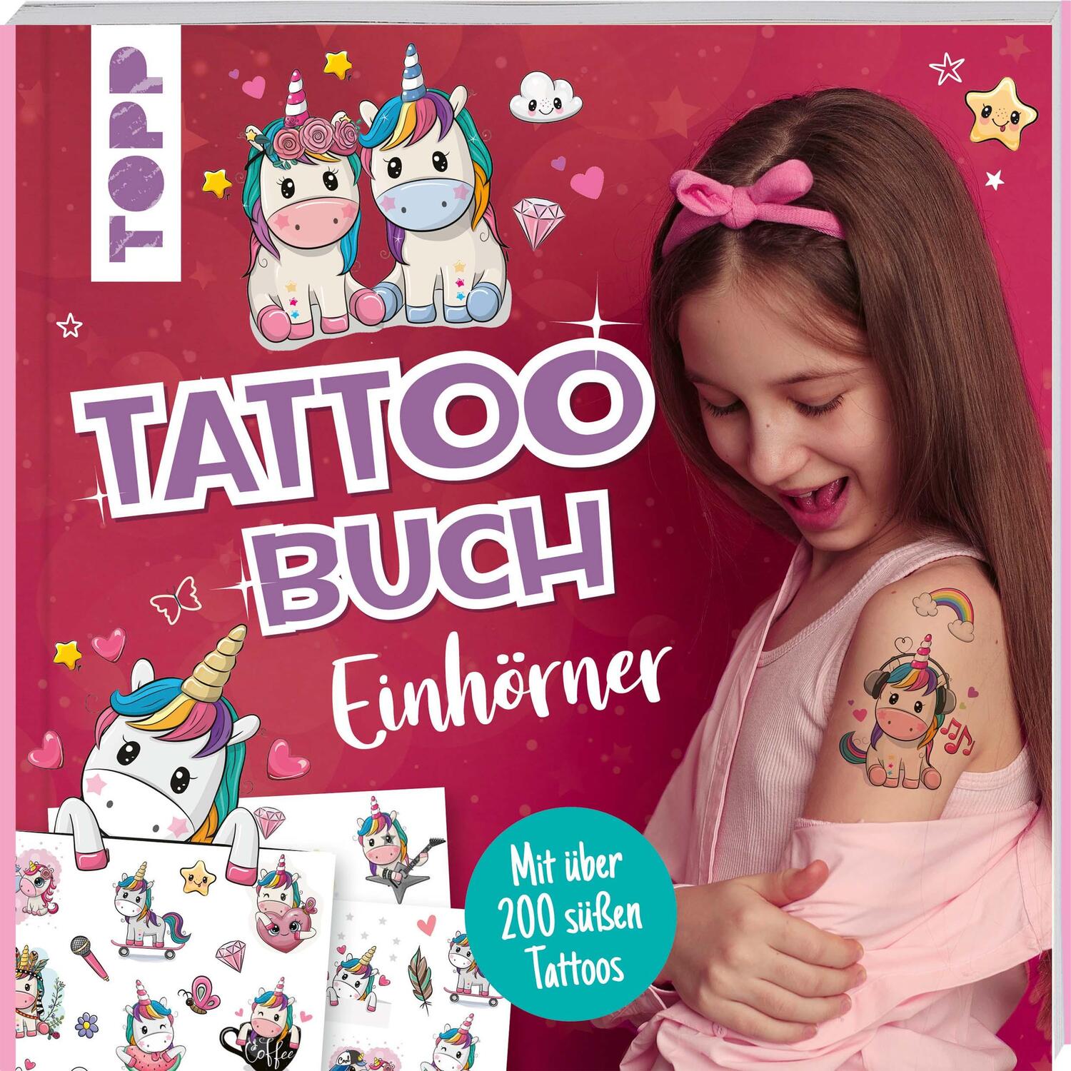 Cover: 9783735890795 | Tattoobuch Einhörner | Mit über 200 süßen Tattoos | Frechverlag | Buch