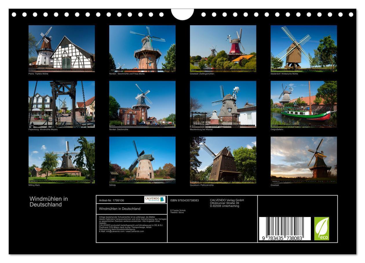 Bild: 9783435738083 | Windmühlen in Deutschland (Wandkalender 2025 DIN A4 quer), CALVENDO...