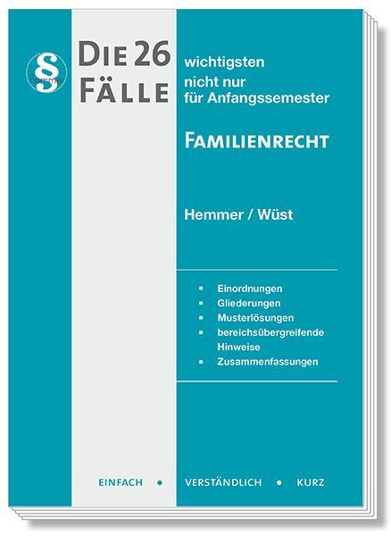 Cover: 9783968381954 | Die 26 wichtigsten Fälle Familienrecht | nicht nur für Anfangssemester