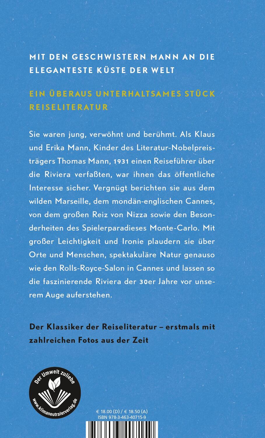 Rückseite: 9783463407159 | Das Buch von der Riviera | Erika Mann (u. a.) | Buch | Deutsch | 2019