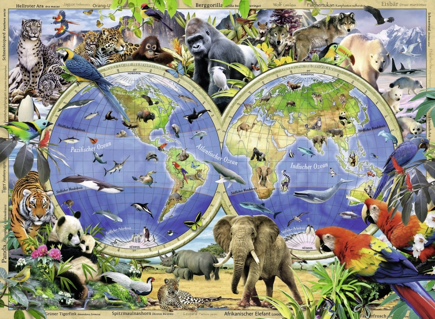 Bild: 4005556105403 | Ravensburger Kinderpuzzle - 10540 Tierisch um die Welt -...