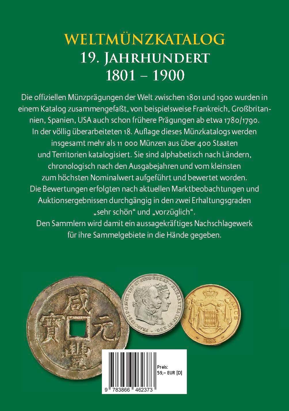Rückseite: 9783866462373 | Weltmünzkatalog 19. Jahrhundert | 1801 - 1900 | Helmut Kahnt | Buch