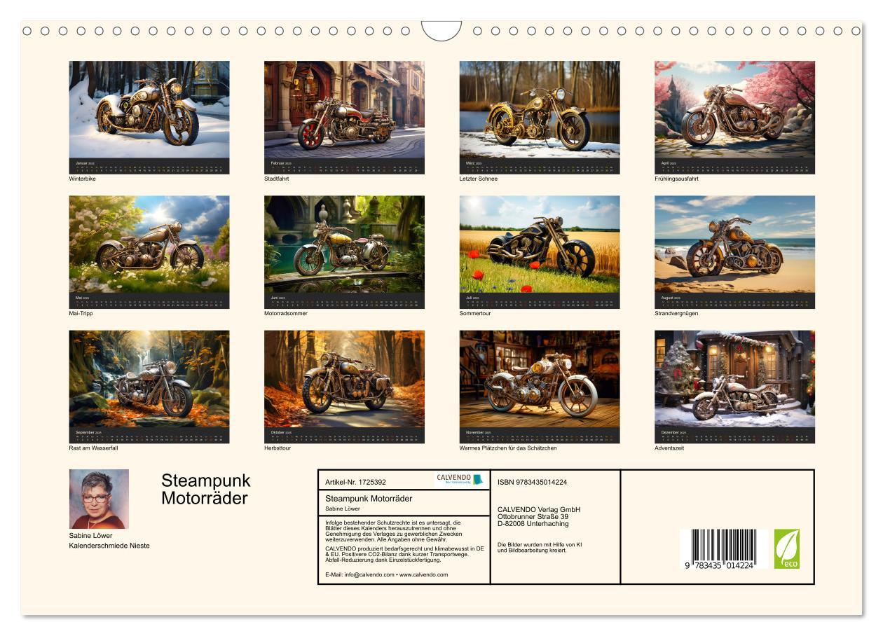 Bild: 9783435014224 | Steampunk Motorräder (Wandkalender 2025 DIN A3 quer), CALVENDO...