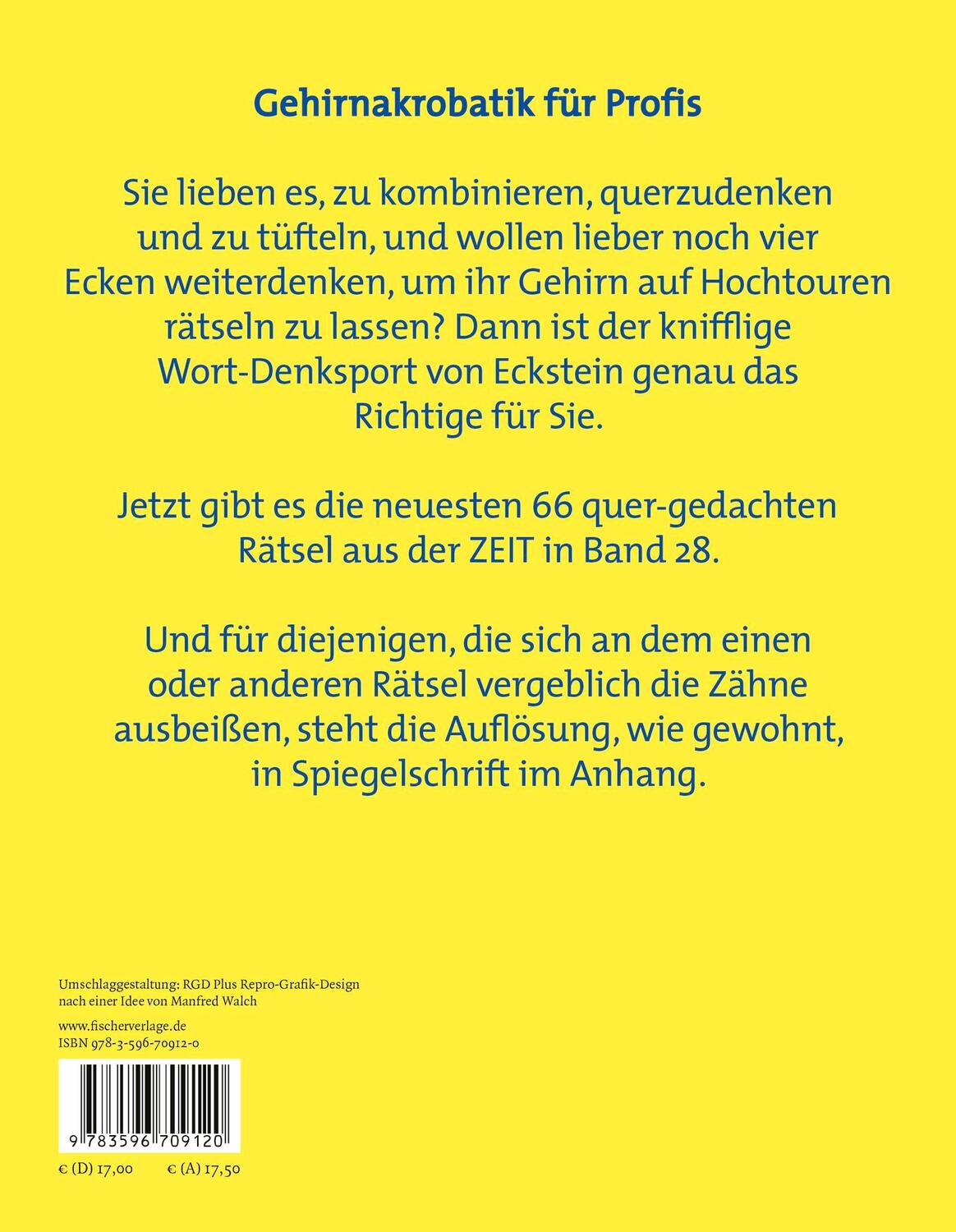 Rückseite: 9783596709120 | Eckstein - Um die Ecke gedacht 28 | Eckstein | Taschenbuch | 152 S.