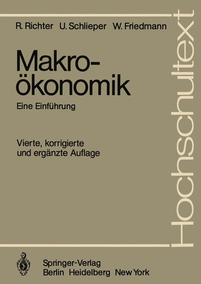 Cover: 9783540109983 | Makroökonomik | Eine Einführung | Rudolf Richter (u. a.) | Taschenbuch