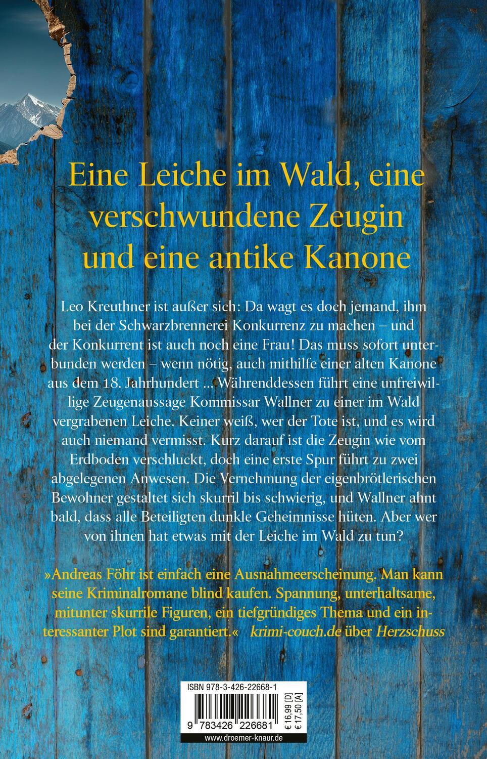 Rückseite: 9783426226681 | Totholz | Andreas Föhr | Taschenbuch | Ein Wallner &amp; Kreuthner Krimi