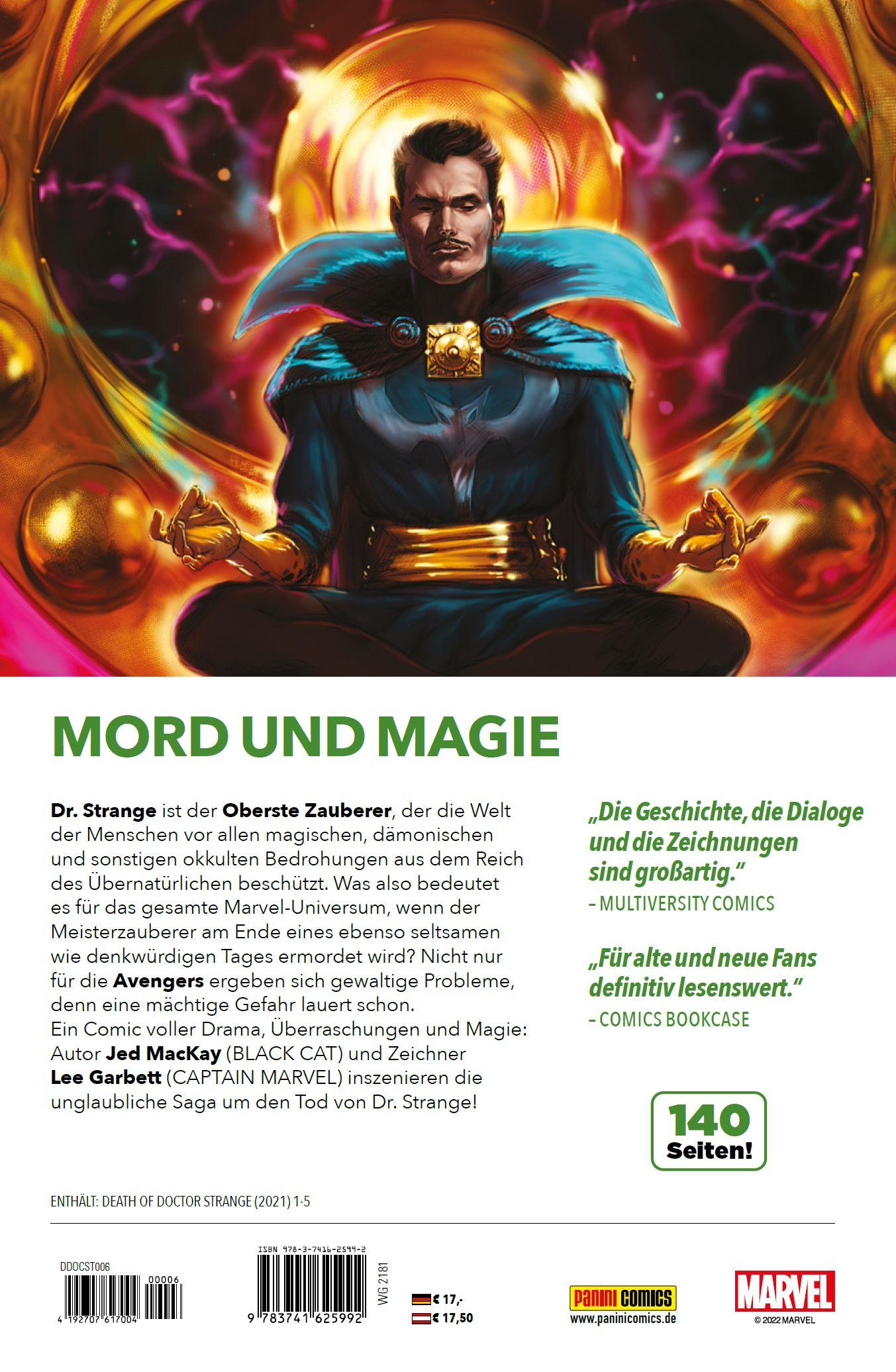 Rückseite: 9783741625992 | Der Tod von Doctor Strange | Jed Mackay (u. a.) | Taschenbuch | 136 S.