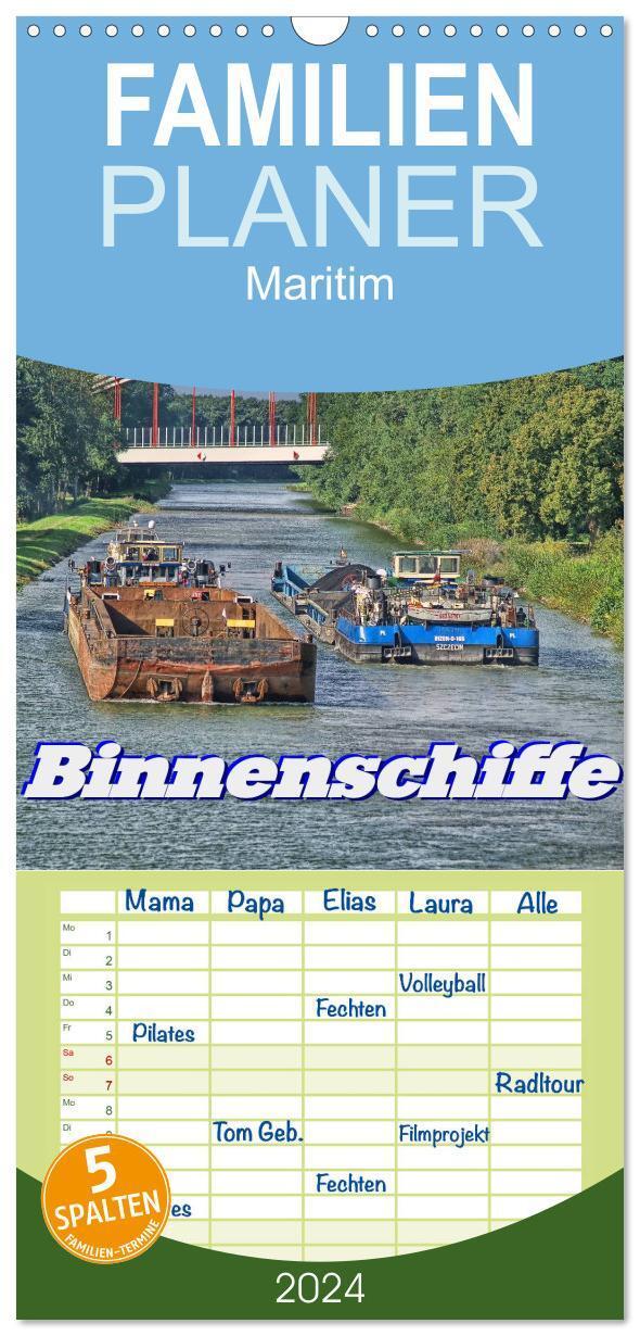 Cover: 9783383101861 | Familienplaner 2024 - Binnenschiffe mit 5 Spalten (Wandkalender, 21...