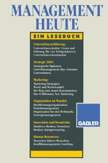 Cover: 9783409189026 | Management heute | Ein Lesebuch | Horst Steinmann (u. a.) | Buch