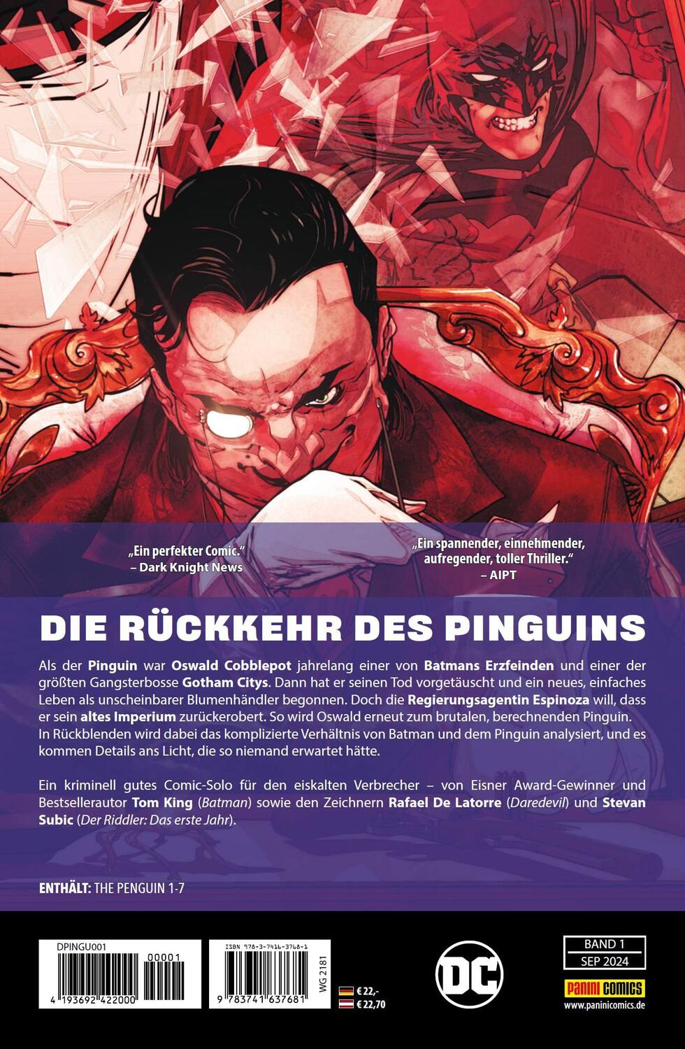 Rückseite: 9783741637681 | Der Pinguin | Bd. 1: Auferstanden von den Toten | Tom King (u. a.)