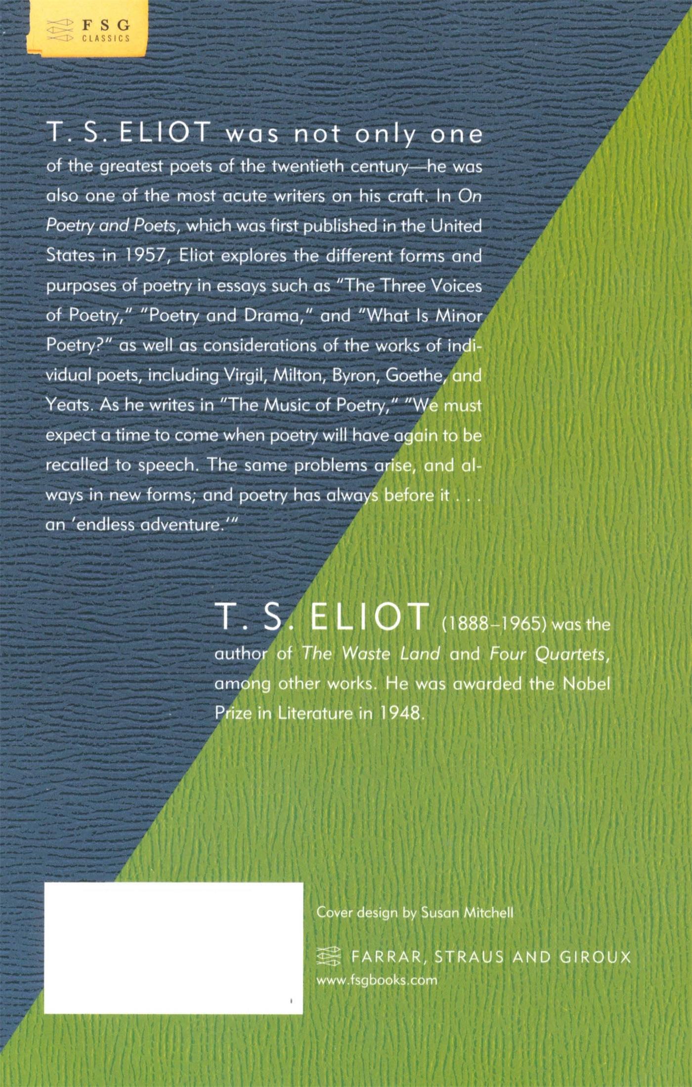 Rückseite: 9780374531973 | On Poetry and Poets | T. S. Eliot | Taschenbuch | Paperback | Englisch