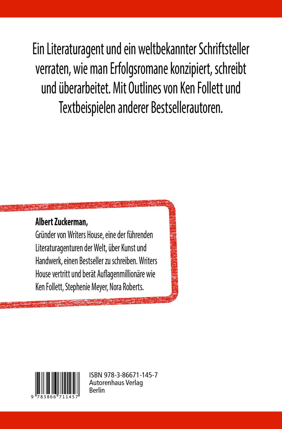 Rückseite: 9783866711457 | Bestseller schreiben | Albert Zuckerman (u. a.) | Buch | 320 S. | 2018
