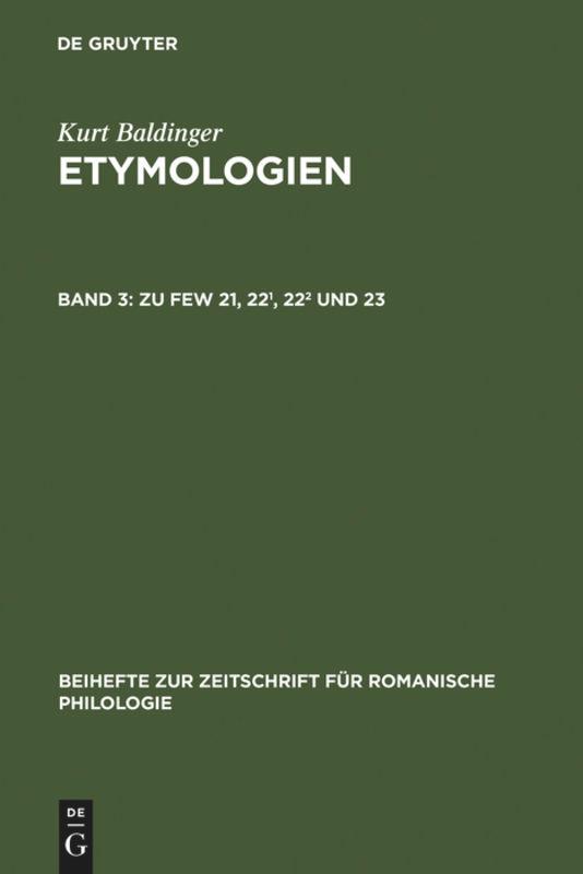 Cover: 9783484523159 | Zu FEW 21, 22¹, 22² und 23 | Kurt Baldinger | Buch | IX | Deutsch