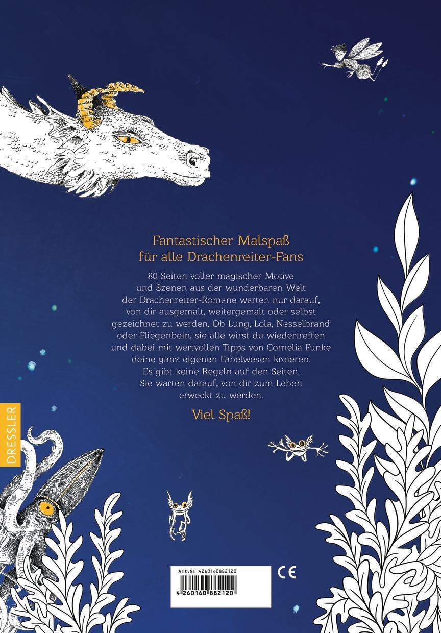Rückseite: 4260160882120 | Drachenreiter. Fantastisches Malbuch | Cornelia Funke | Taschenbuch