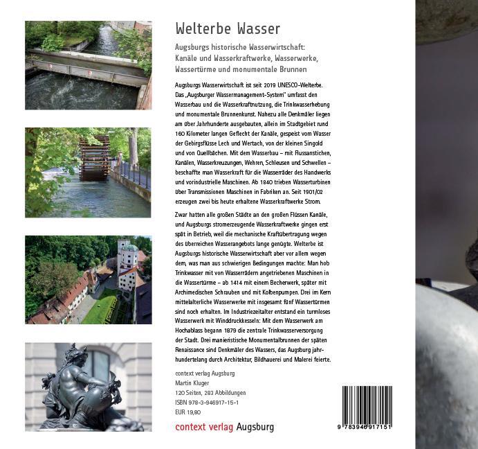 Rückseite: 9783946917151 | WELTERBE WASSER. Augsburgs historische Wasserwirtschaft. | Kluger