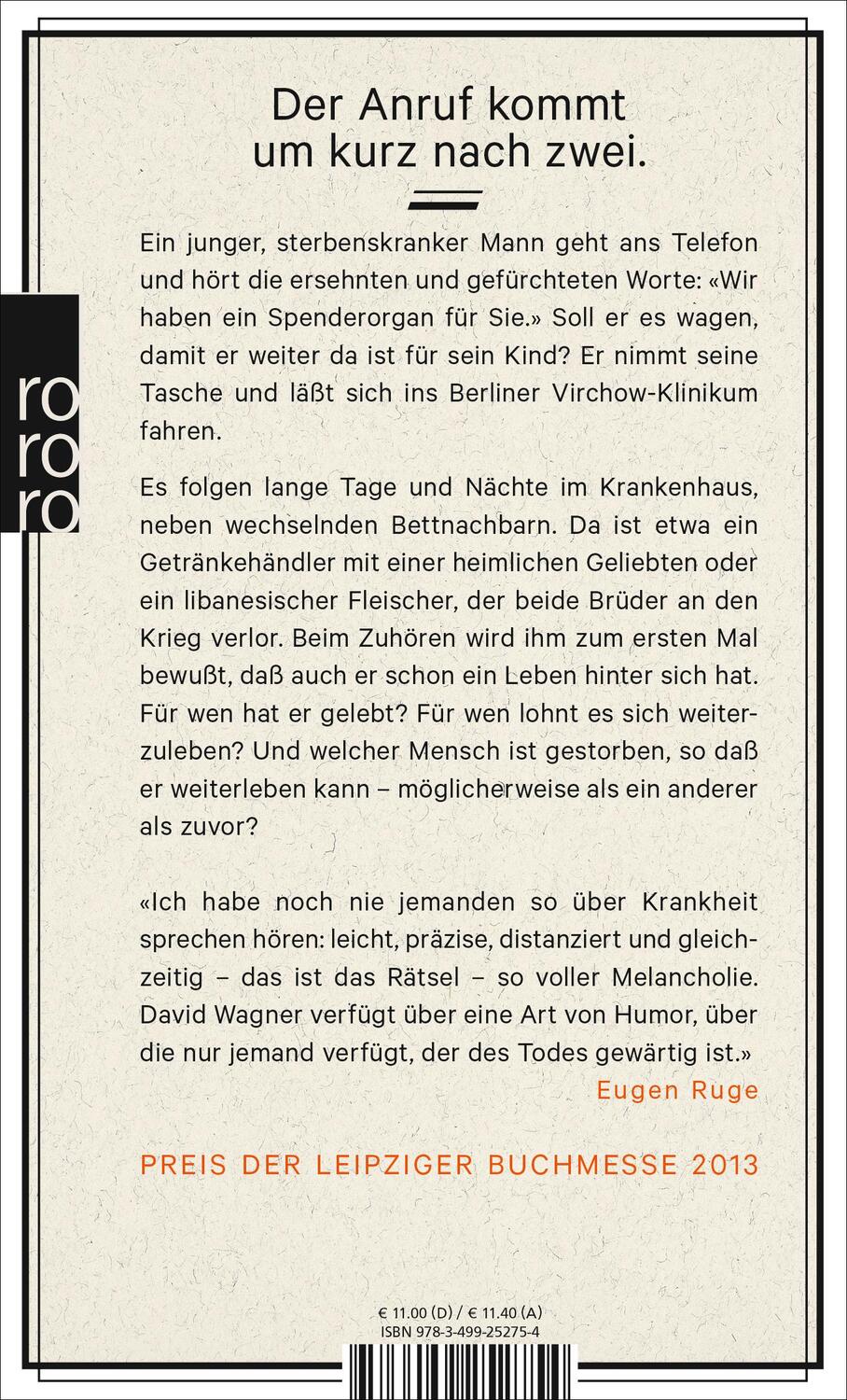 Rückseite: 9783499252754 | Leben | David Wagner | Taschenbuch | Deutsch | 2014