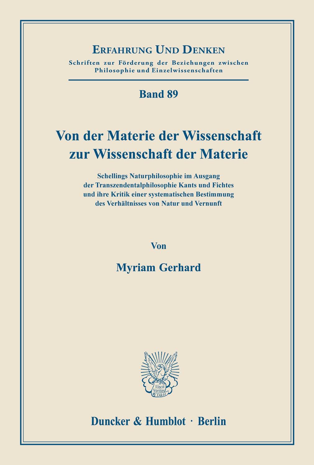 Cover: 9783428108510 | Von der Materie der Wissenschaft zur Wissenschaft der Materie. | Buch