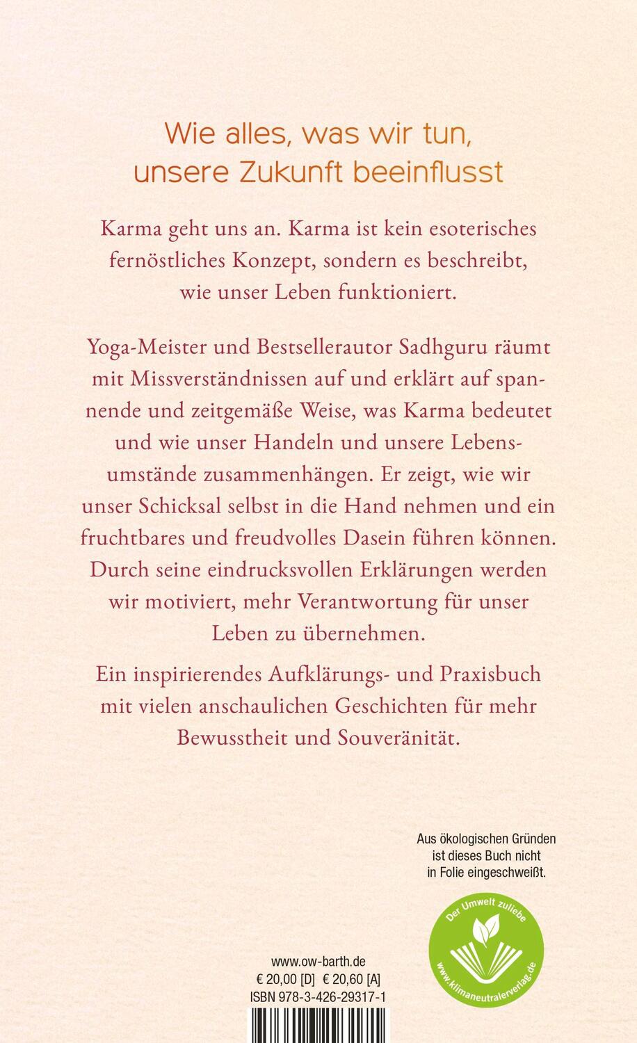 Rückseite: 9783426293171 | Karma | Wie du dein eigenes Schicksal gestalten kannst | Sadhguru