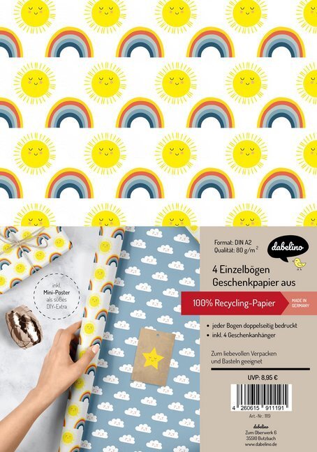Cover: 4260615911191 | Geschenkpapier-Set für Kinder: Regenbogen, Sonne und Wolken | Stück