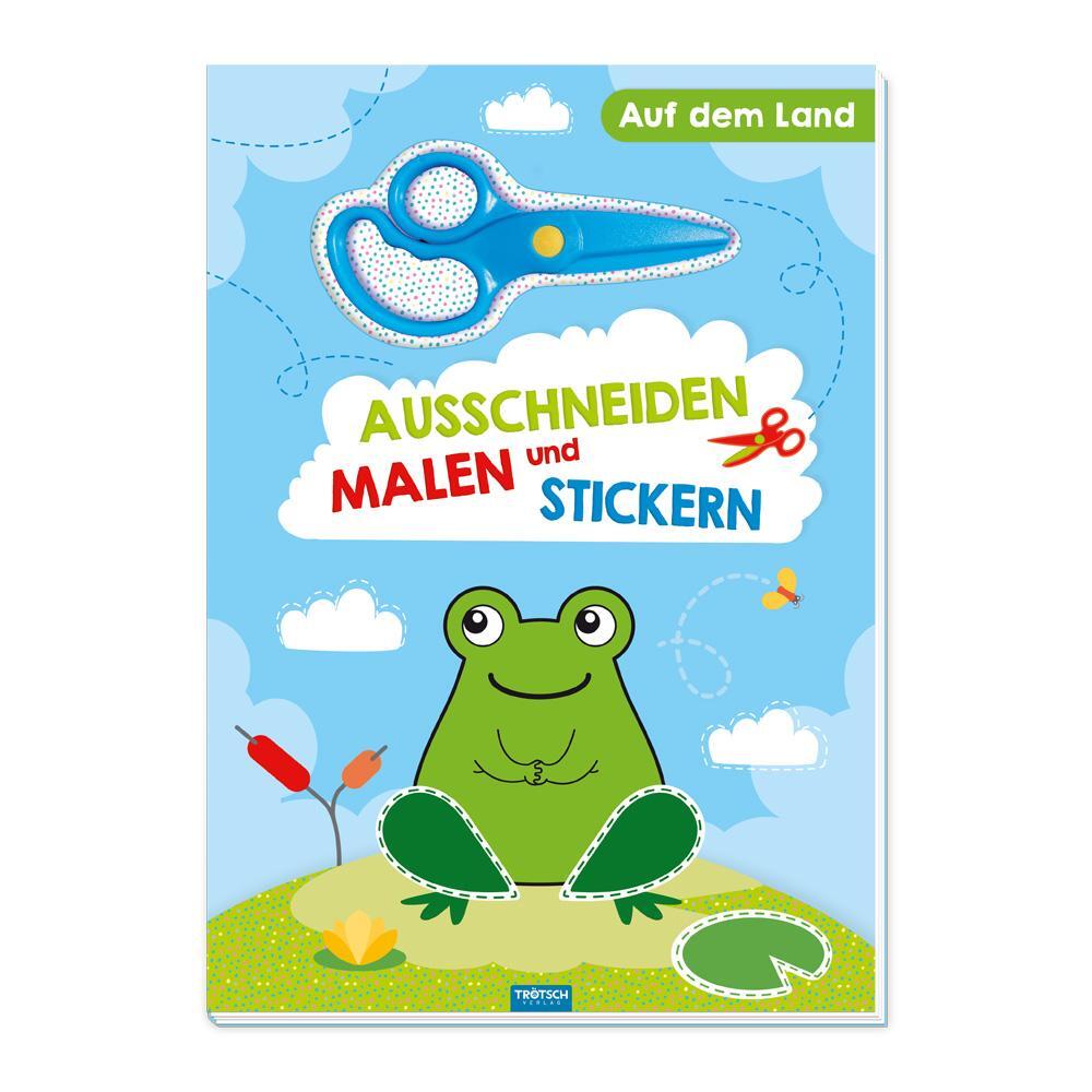 Cover: 9783965528673 | Trötsch Bastelbuch mit Schere Ausschneiden, Malen und Stickern Auf...