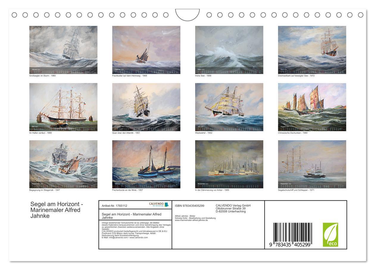 Bild: 9783435405299 | Segel am Horizont - Marinemaler Alfred Jahnke (Wandkalender 2025...