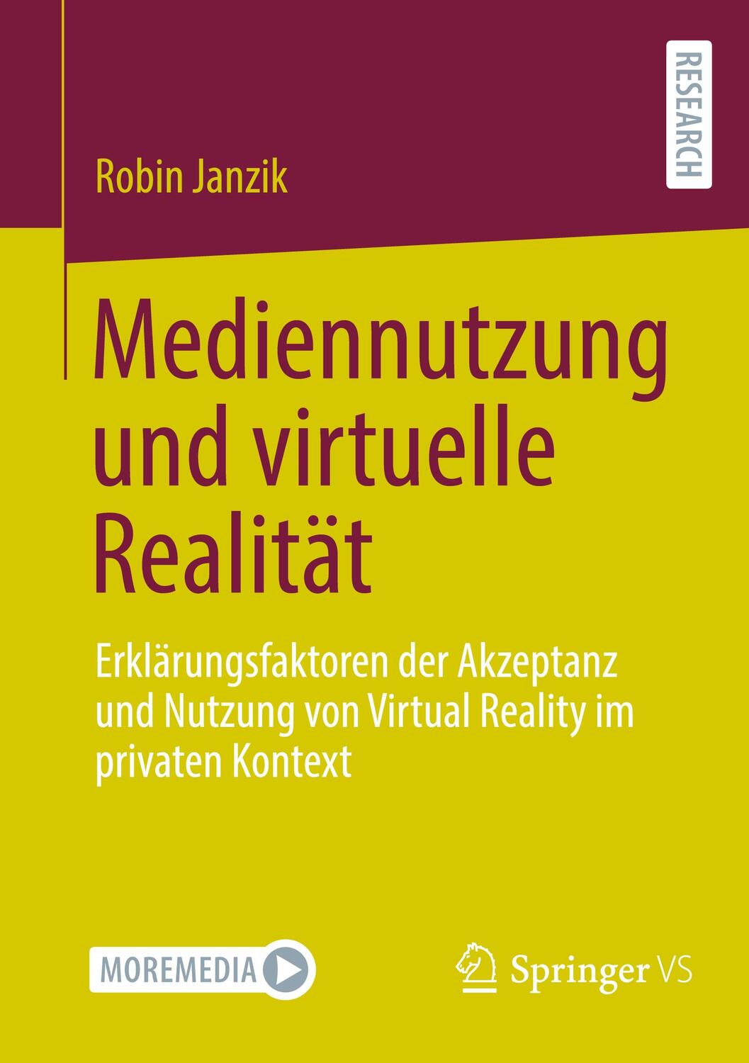 Cover: 9783658372231 | Mediennutzung und virtuelle Realität | Robin Janzik | Taschenbuch