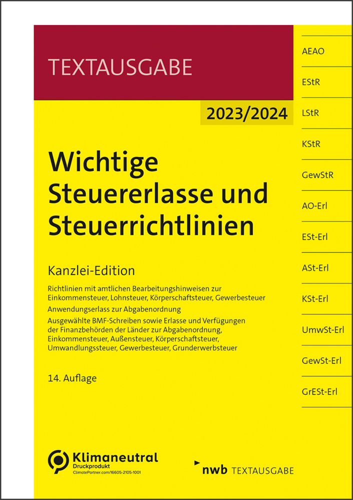 Cover: 9783482683145 | Wichtige Steuererlasse und Steuerrichtlinien | Kanzlei-Edition | 2023
