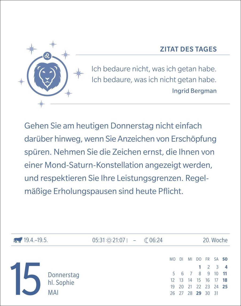 Bild: 9783840033711 | Löwe Sternzeichenkalender 2025 - Tagesabreißkalender - Ihr Horoskop...