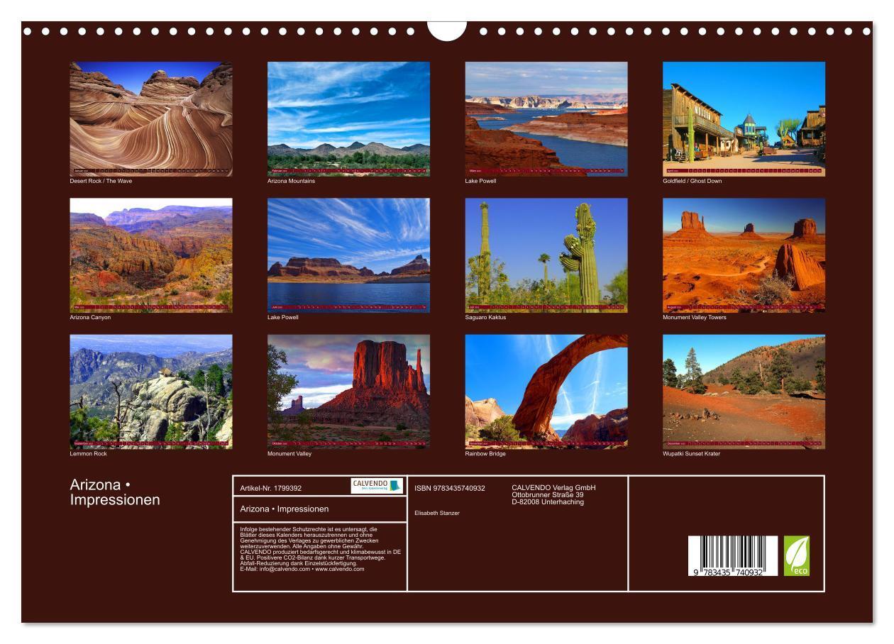 Bild: 9783435740932 | Arizona ¿ Impressionen (Wandkalender 2025 DIN A3 quer), CALVENDO...