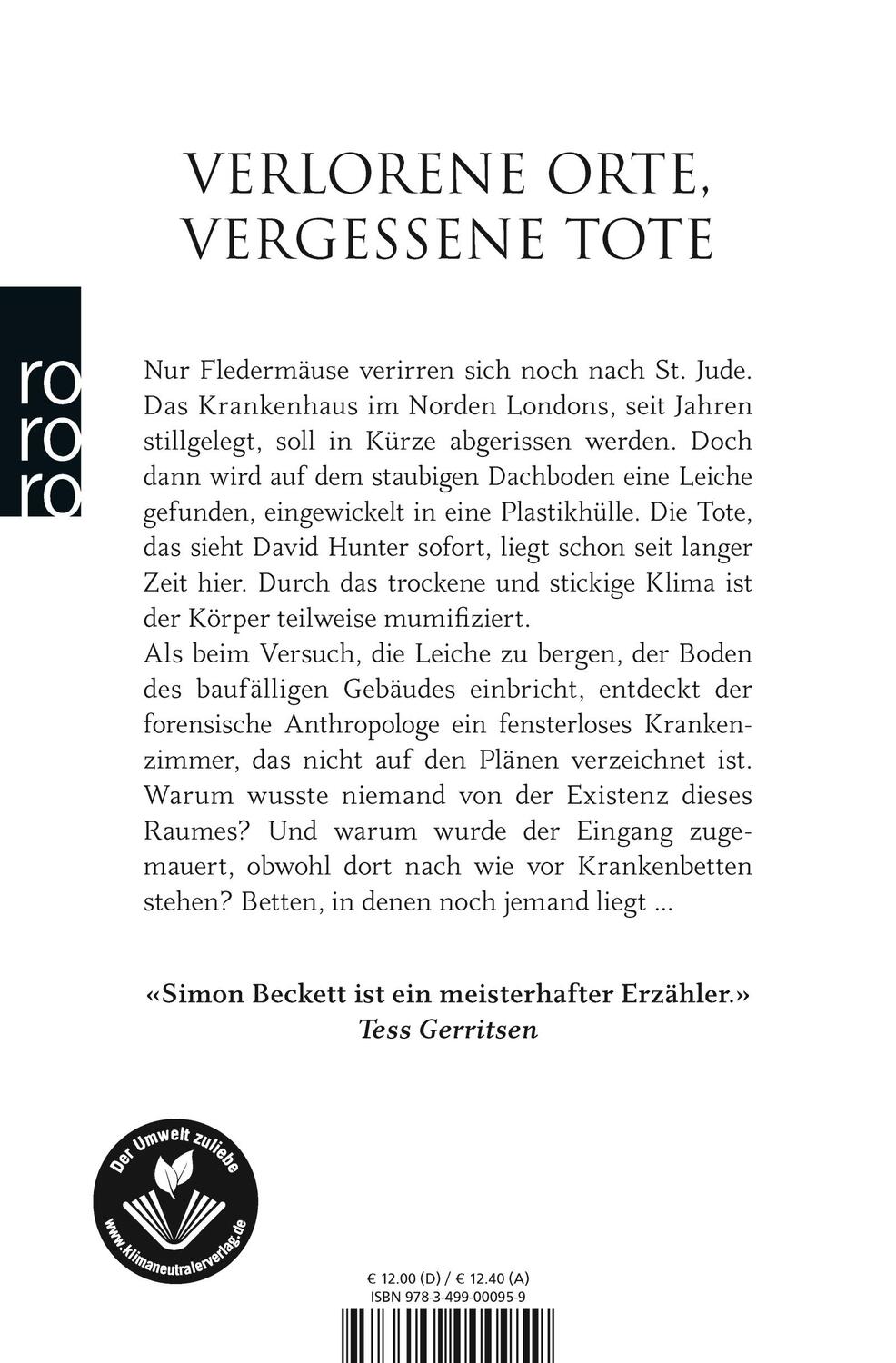 Rückseite: 9783499000959 | Die ewigen Toten | Thriller | Simon Beckett | Taschenbuch | 480 S.