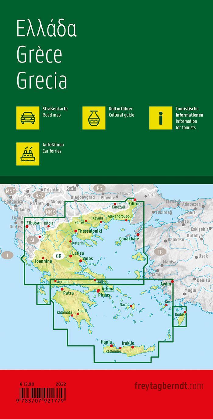 Rückseite: 9783707921779 | Griechenland, Straßenkarte 1:500.000, freytag &amp; berndt | (Land-)Karte