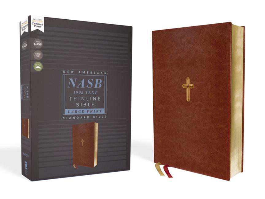 Cover: 9780310451020 | Nasb, Thinline Bible, Large Print, Leathersoft, Brown, Red Letter...