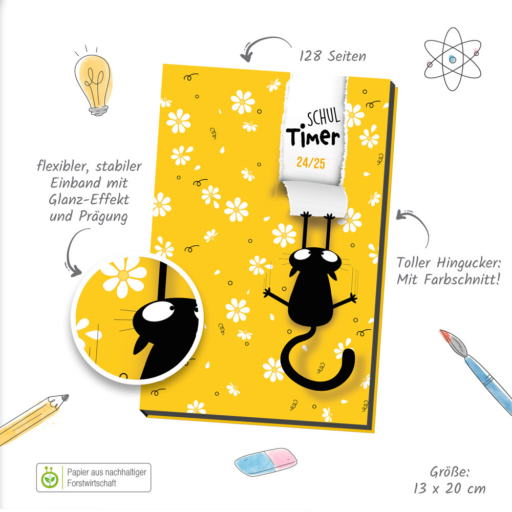 Bild: 9783988023063 | Trötsch Schülerkalender Flexi Flower Cat 24/25 | Co.KG | Taschenbuch