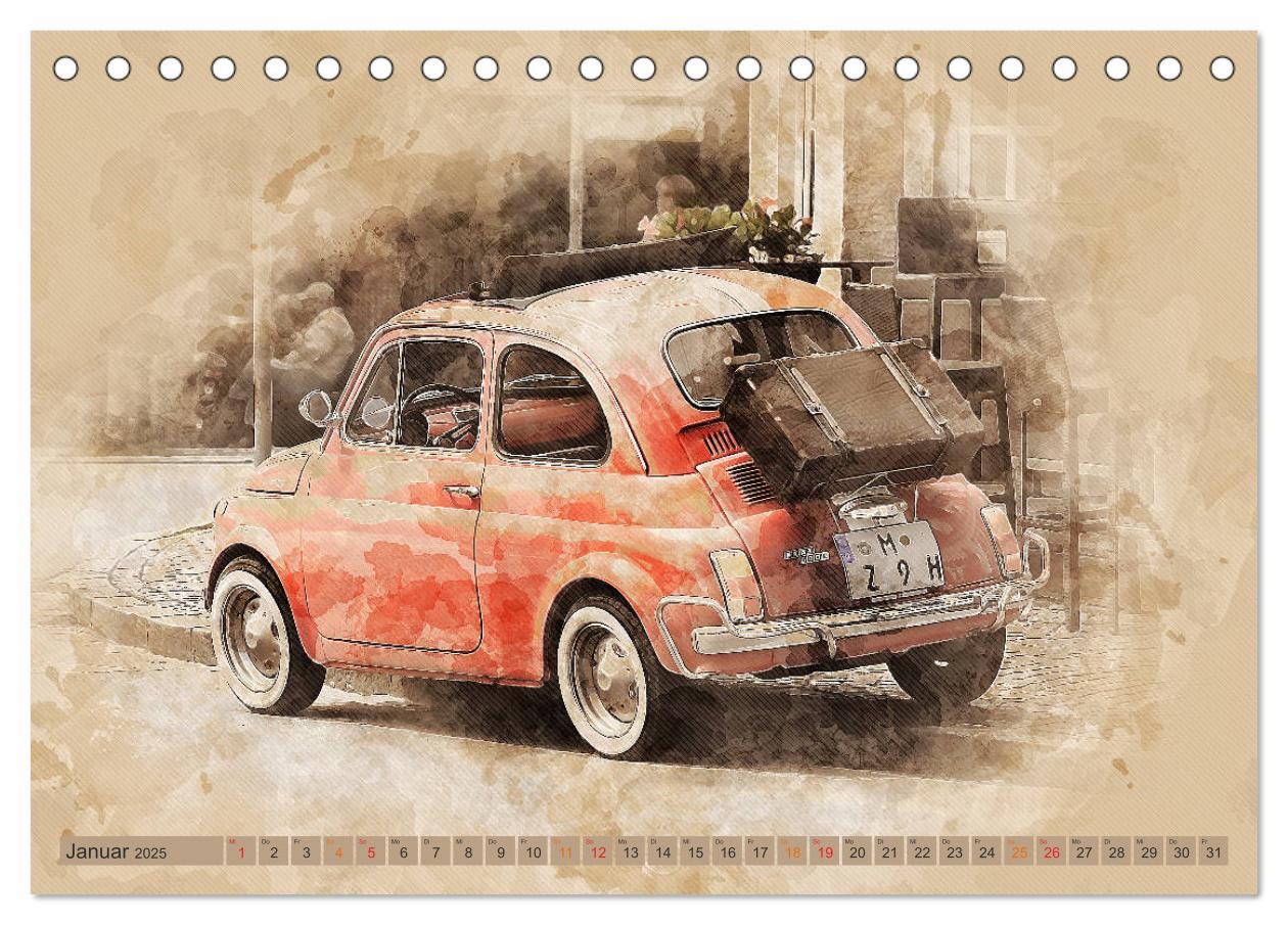 Bild: 9783435151103 | Kult-Autos, Nuova 500 (Tischkalender 2025 DIN A5 quer), CALVENDO...