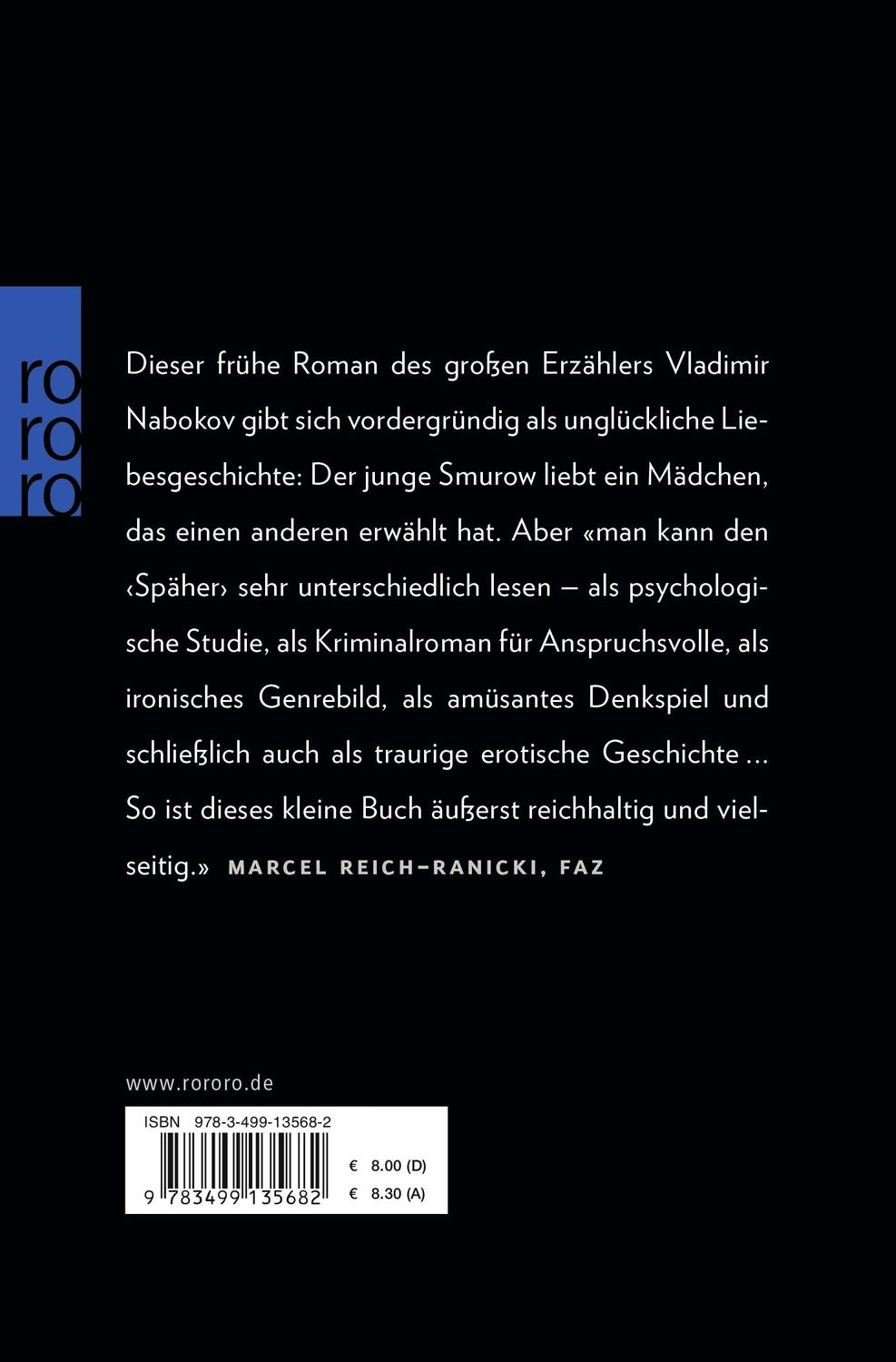 Rückseite: 9783499135682 | Der Späher | Vladimir Nabokov | Taschenbuch | Deutsch | 1995