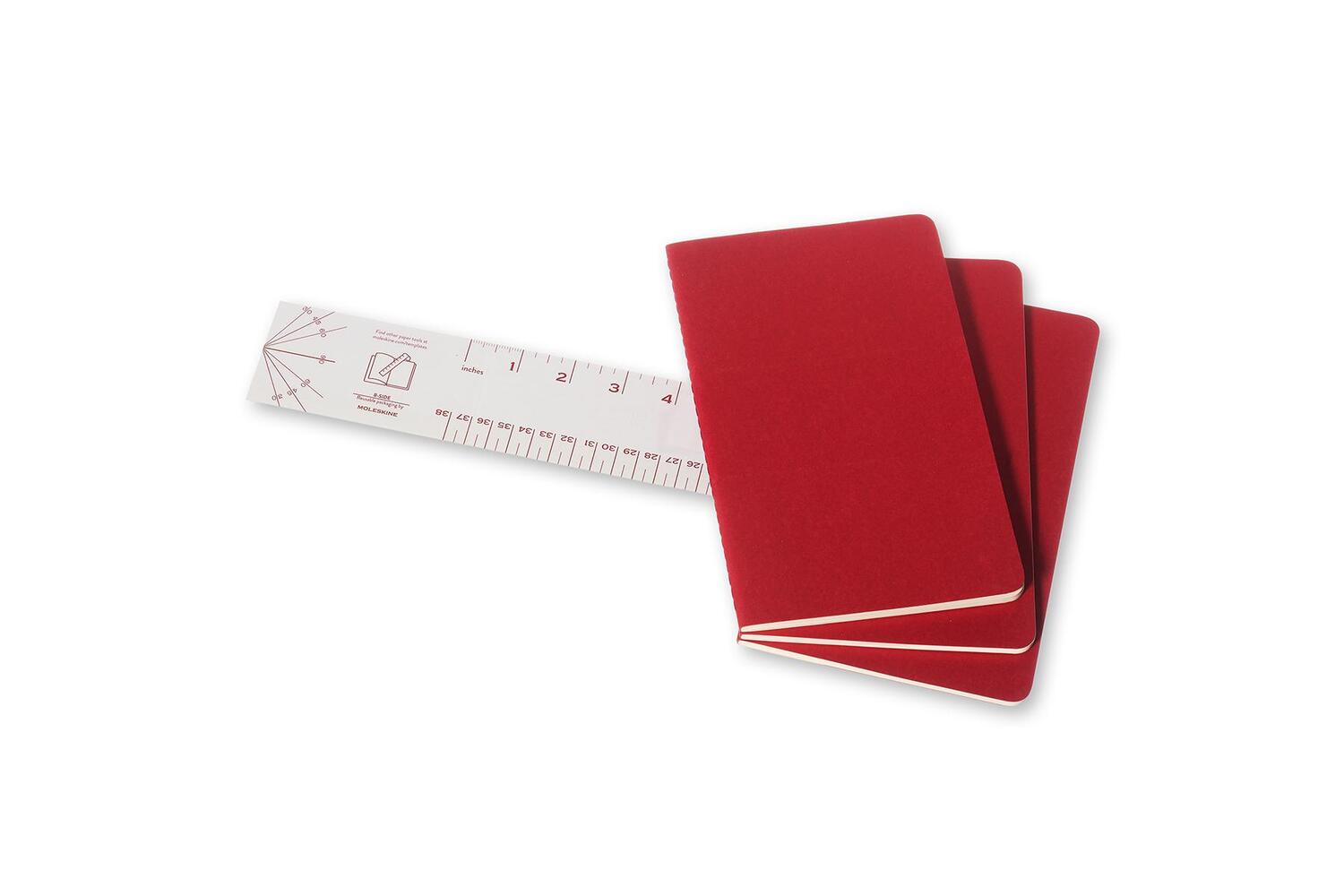 Bild: 9788862931038 | Moleskine Cahier Pocket Plain Red Cover L. 3er Pack | Taschenbuch