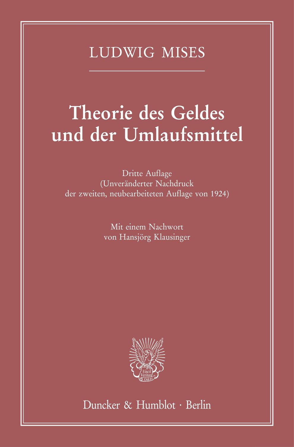 Cover: 9783428190522 | Theorie des Geldes und der Umlaufsmittel. | Ludwig Mises | Taschenbuch