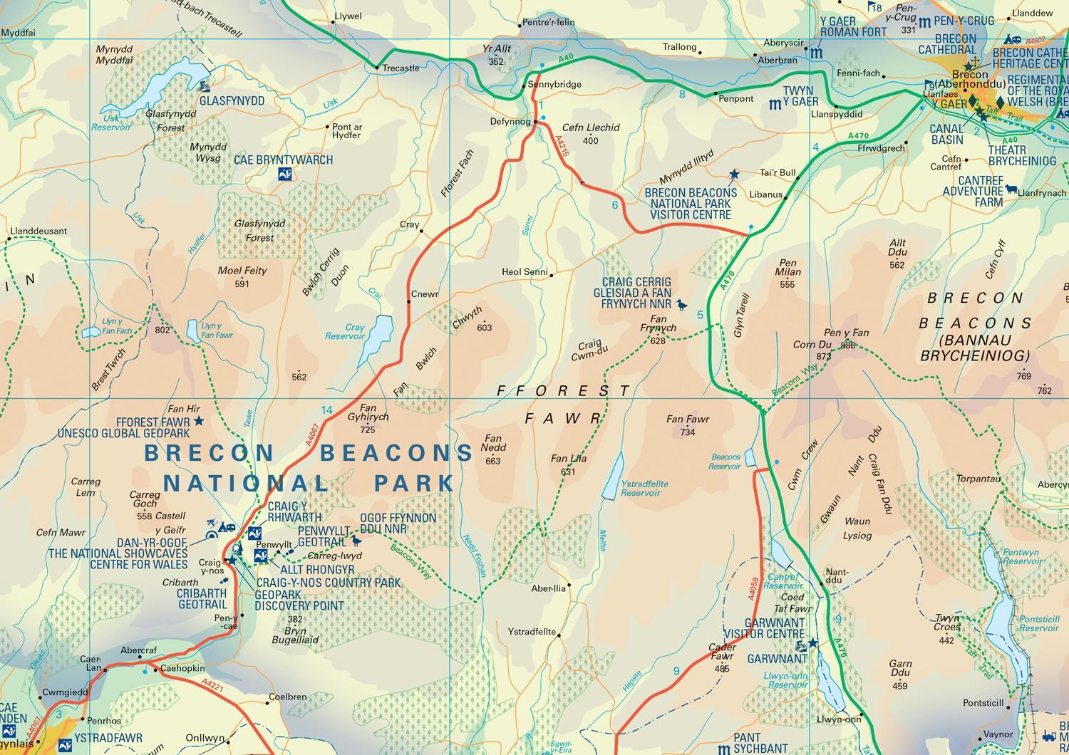 Bild: 9780008439170 | Brecon Beacons National Park Pocket Map | National Parks UK (u. a.)
