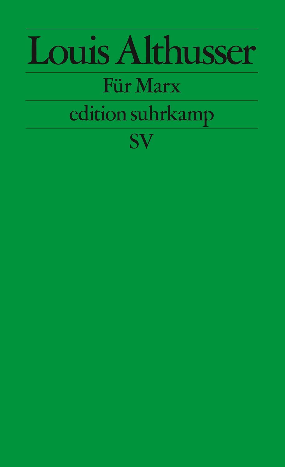 Cover: 9783518126004 | Für Marx | Louis Althusser | Taschenbuch | edition suhrkamp | 408 S.