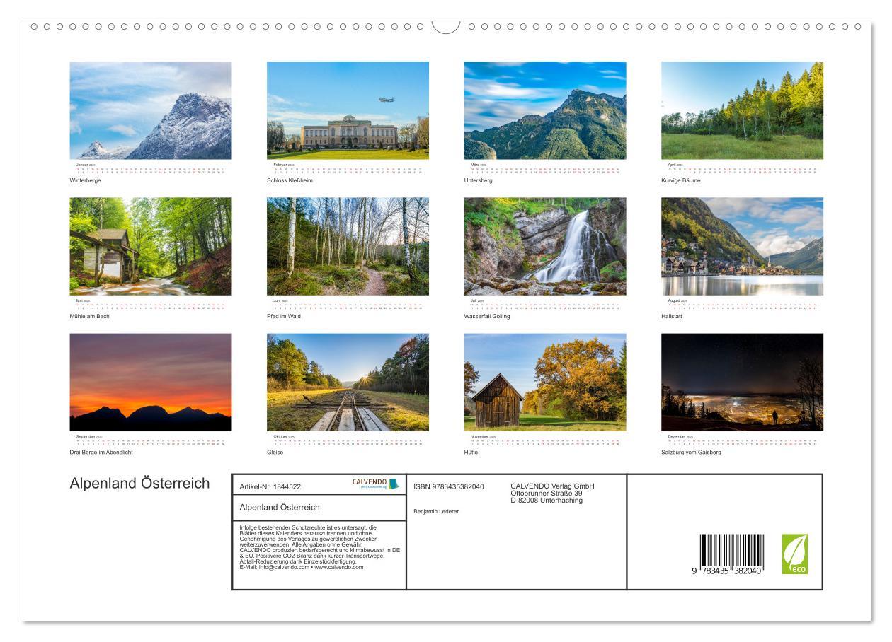 Bild: 9783435382040 | Alpenland Österreich (Wandkalender 2025 DIN A2 quer), CALVENDO...