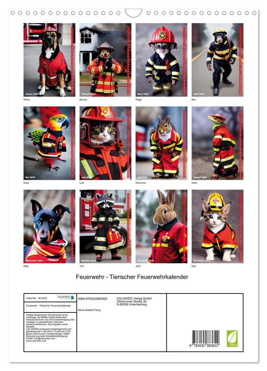 Bild: 9783435883622 | Feuerwehr - Tierischer Feuerwehrkalender (Wandkalender 2025 DIN A3...