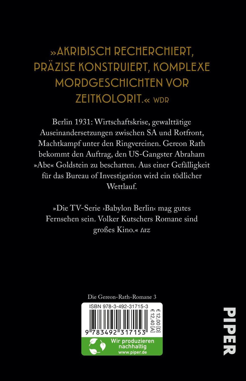 Rückseite: 9783492317153 | Goldstein | Volker Kutscher | Taschenbuch | Die Gereon-Rath-Romane