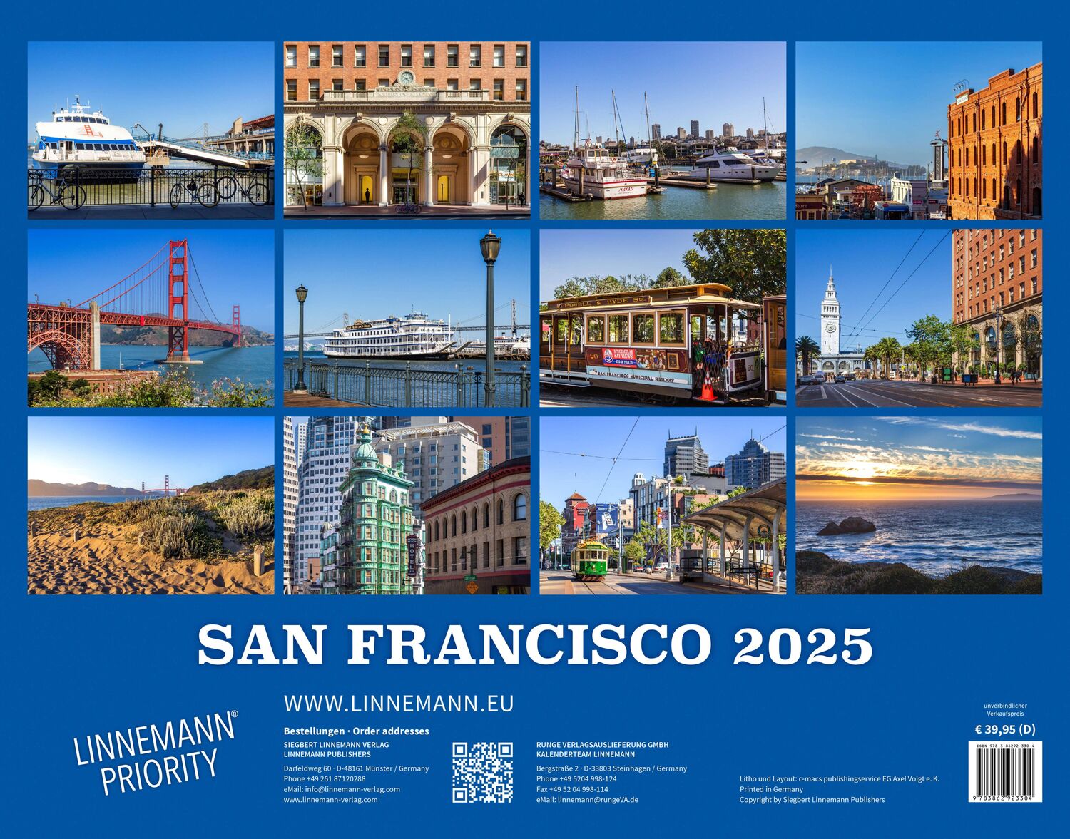Rückseite: 9783862923304 | San Francisco 2025 Großformat-Kalender 58 x 45,5 cm | Linnemann Verlag