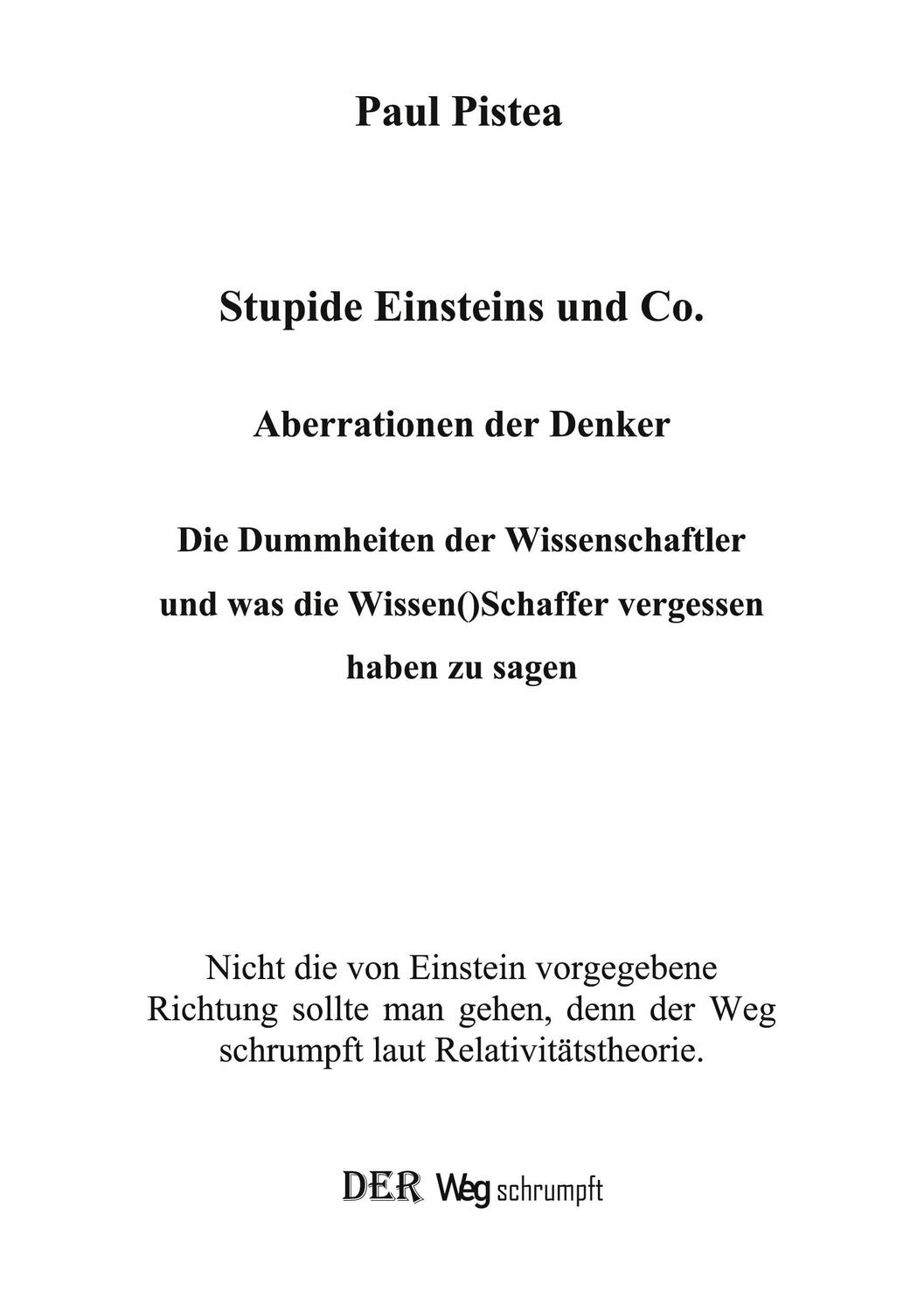 Cover: 9783988853691 | Stupide Einsteins und Co. | Aberrationen der Denker | Paul Pistea