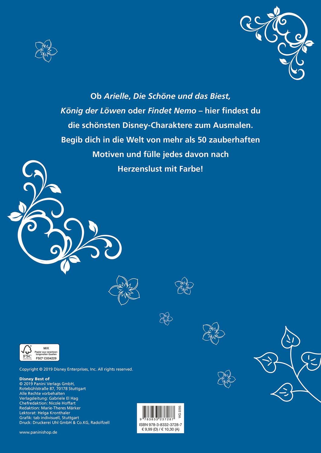 Rückseite: 9783833237287 | Disney Best of: Die schönsten Motive zum Ausmalen | Panini | Buch